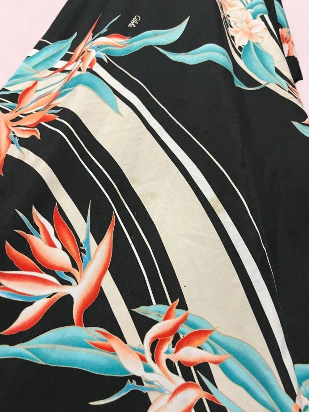 Black One Size Floral Cover-Up Kaftan with Teal and Coral Accents